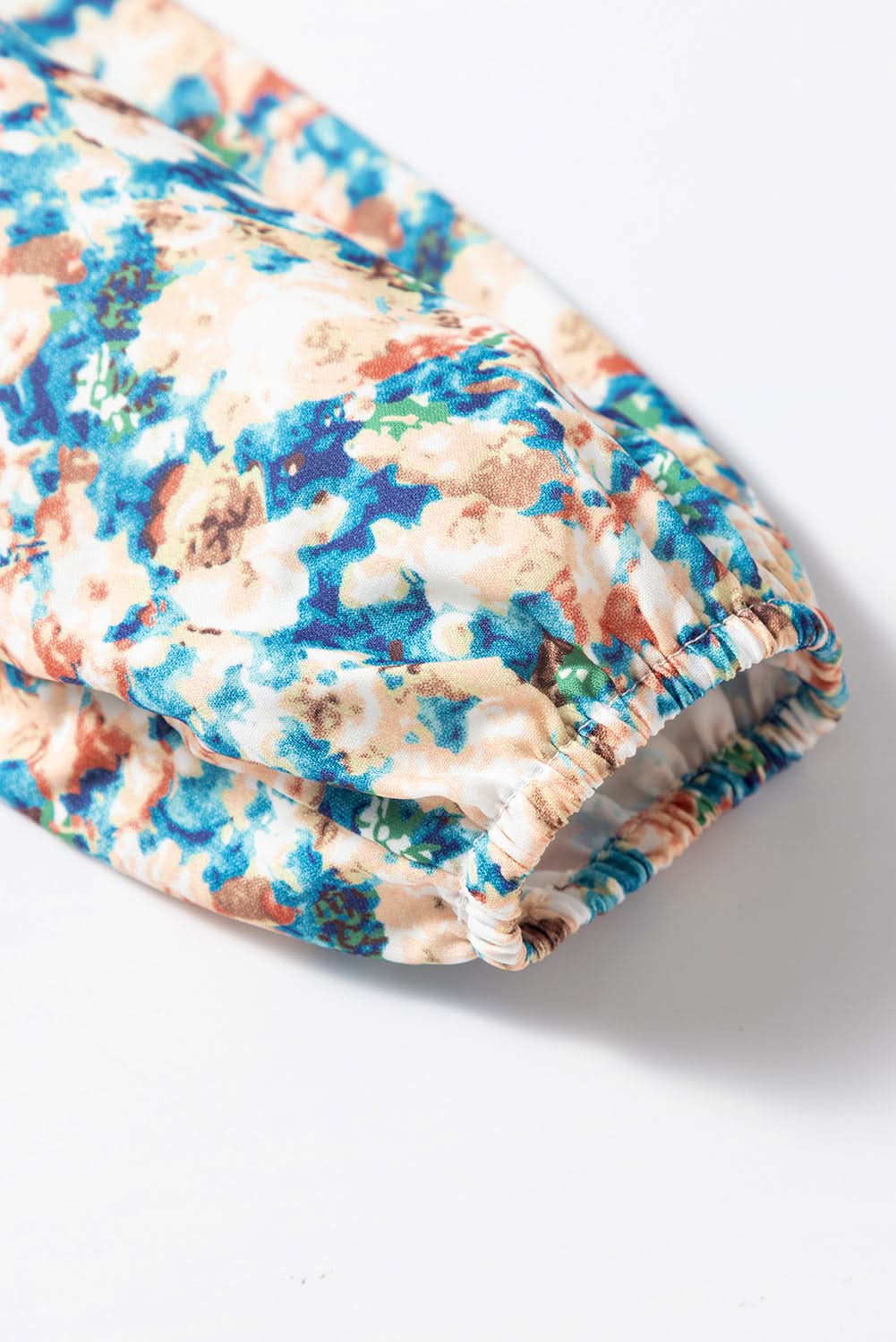 Floral mock neck blouse - sky blue - Love Salve